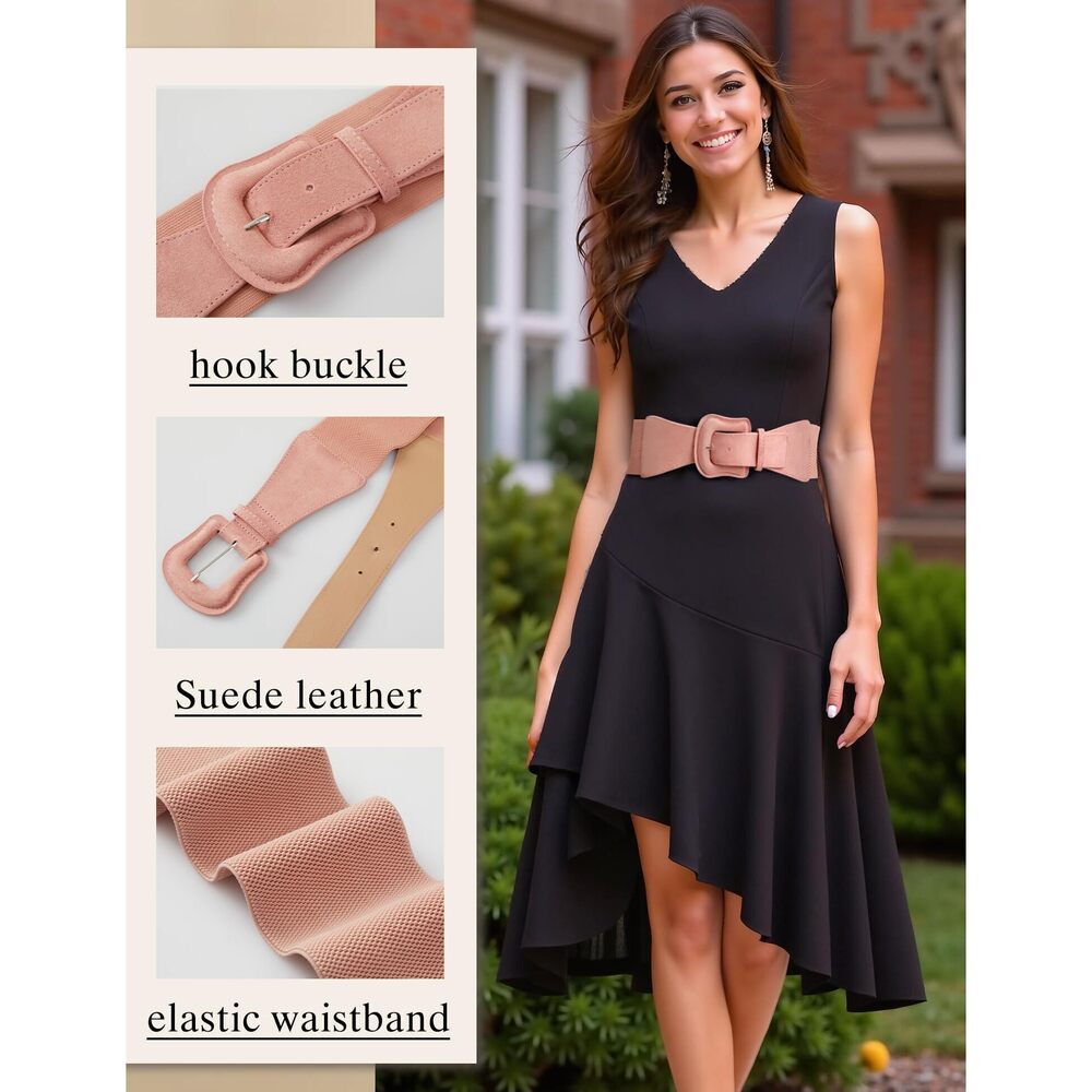 1124 3 Pack Suede Womens Elastic Wide Belts For Dresses Fashion - Picture 9 of 9